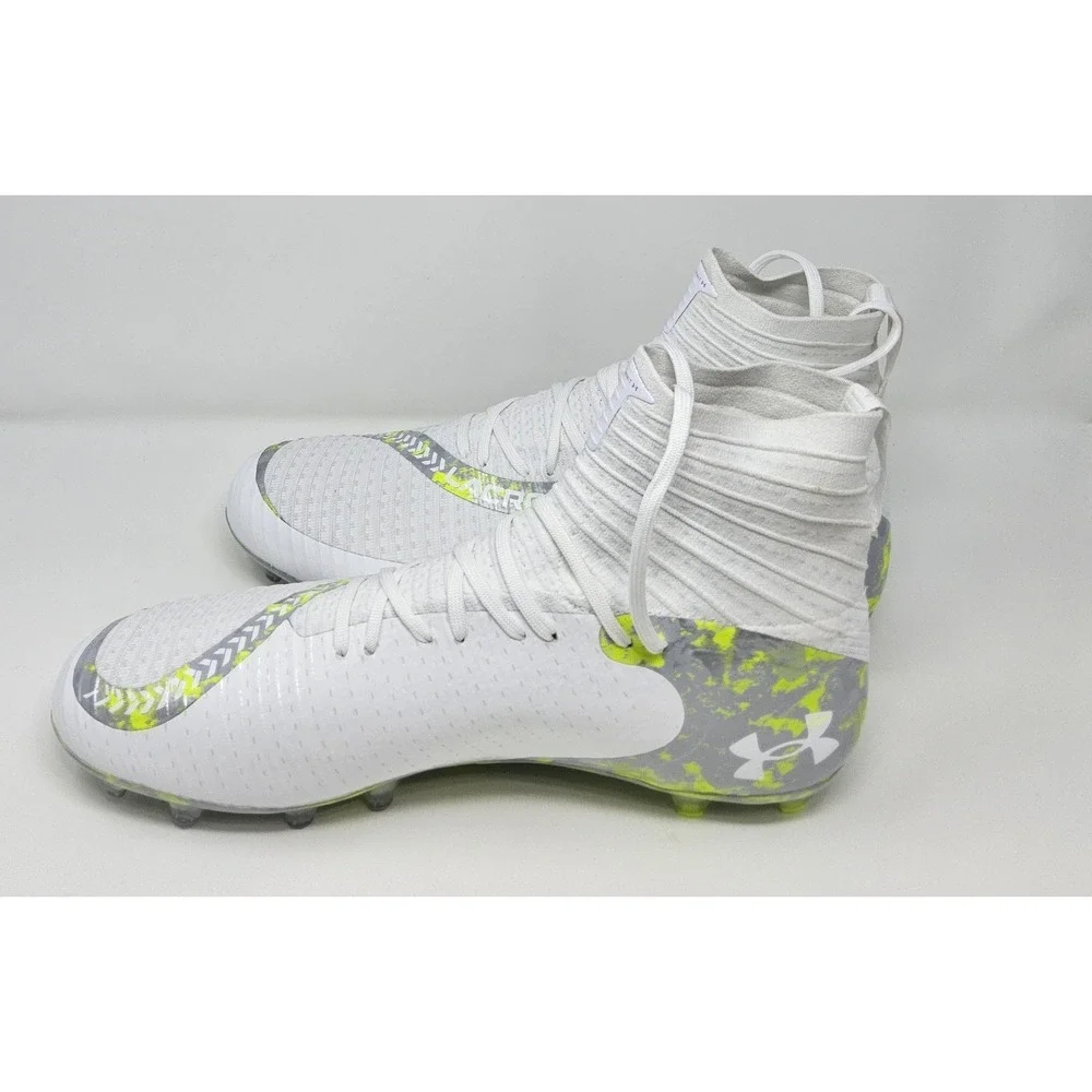 Under Armour Lacrosse Cleats Mens Sz 15 UA Highlight 2 MC White Neon Green Shoes